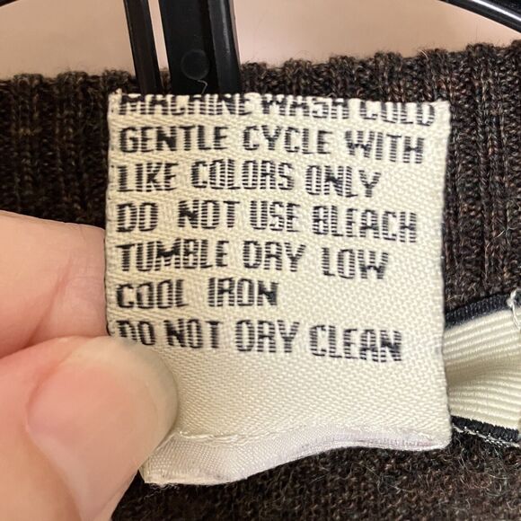 Tagio Sweater Men’s XL Wool Blend Long Sleeve Brown Geometric Block Preppy Dad - Picture 4 of 7